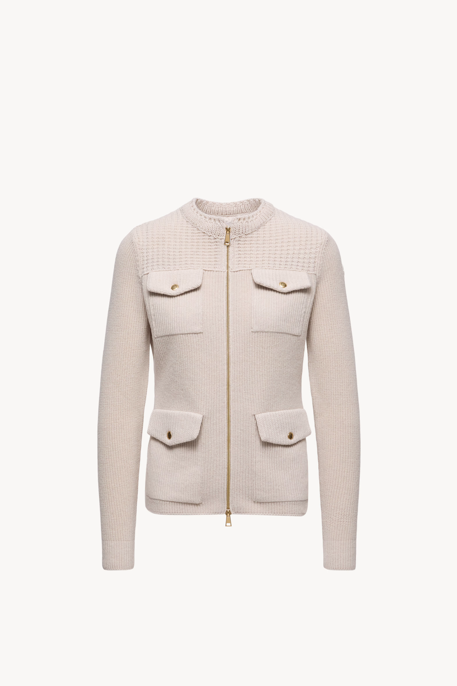 Padded Wool Zip-Up Cardigan Women White Moncler 2